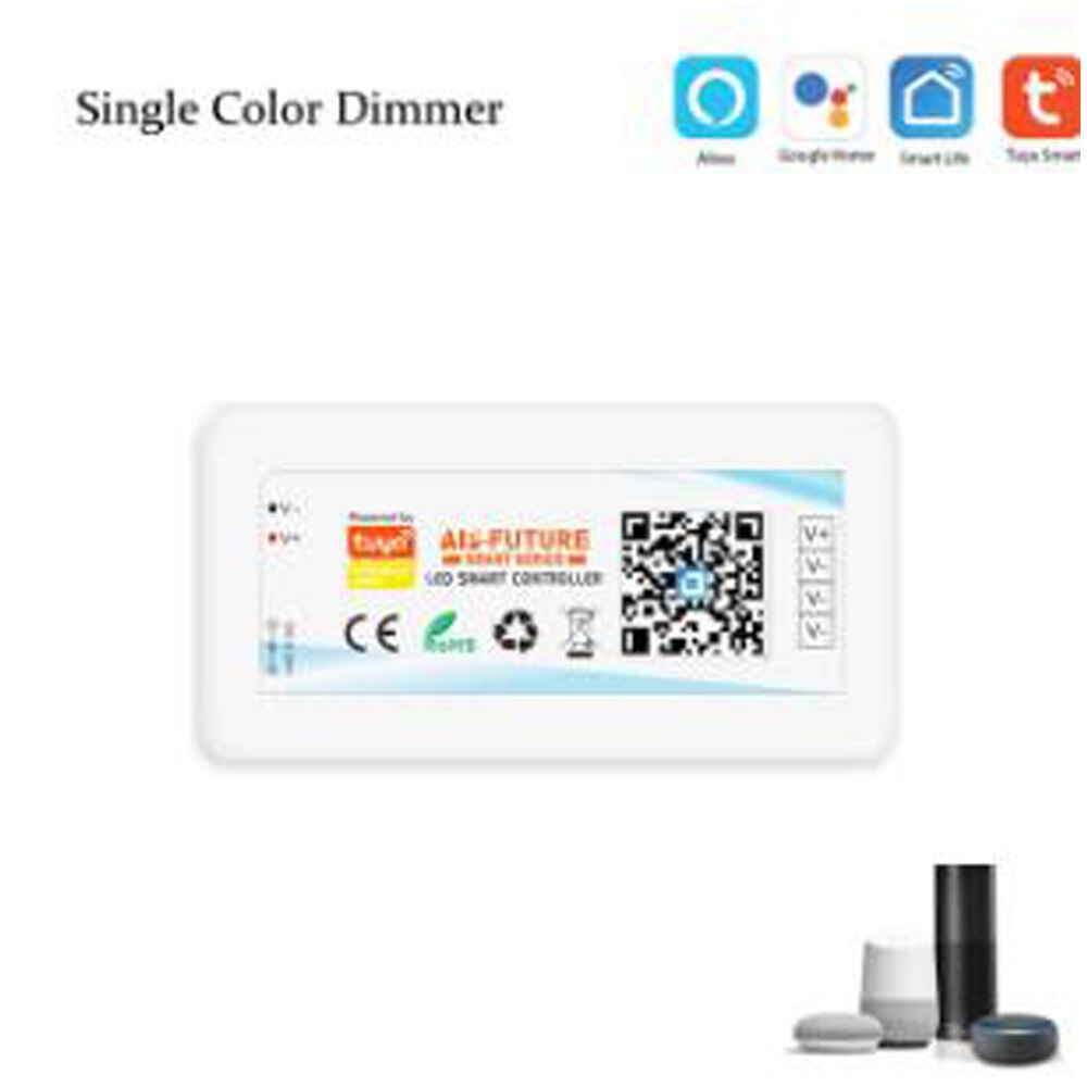 DC 5-24V Wifi Smart Controller Alexa Google Home Voice Single color/CCT/RGB/RGBWW/RGBCCT LED Strip Lights Change/Dimmer/Timer: Single Color Control