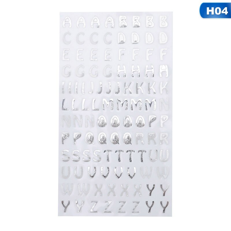 1 st 9.5X17.5 cm Zilver/Goud Digitale Engels Brief Numbers Decoratieve Sticker voor Scrapbooking DIY Ambachten: 04