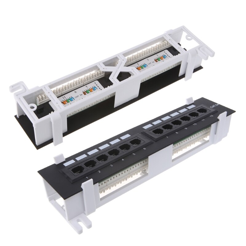 12 Port CAT5 CAT5E Patch Panel RJ45 Networking Wall Mount Rack Mount Bracket X7JC