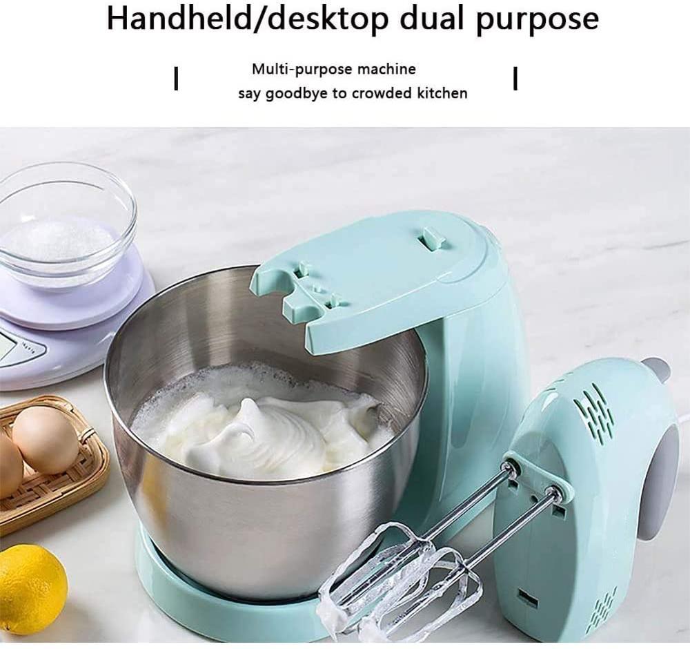 Elvisp med 150w stativ 2 i 1 matställsmixer med 5 hastighetsfunktioner inkluderar 3l skålar 2x vispar 2x degkrokar verktyg