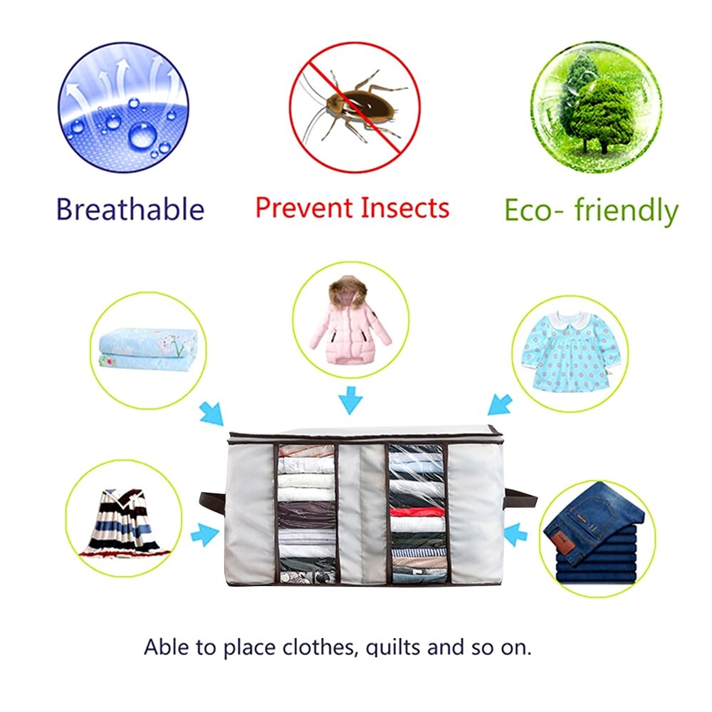 210D Oxford Portable Clothes Storage Bag Organizer Folding Closet Sweater Organizer For Clothes Pillow Quilt Blanket Bedding