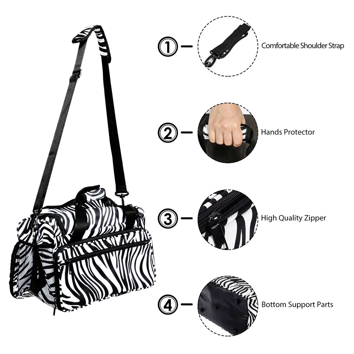 Saks frisør zebra bæretaske stor kapacitet hår styling værktøj opbevaring organizer håndtaske skuldertaske
