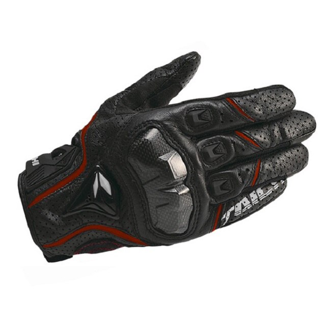 TAICHI RST390 Motorrad Vollleder Kohlefaser Handschuhe Offroad Motorrad Rennen atmungsaktive perforierte Schutzhandschuhe: verrotten / XL