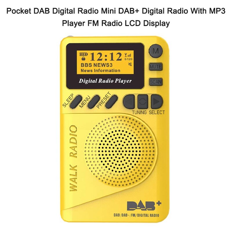 Pocket dab digital radio , 87.5-108 mhz mini dab + digital radio med  mp3 afspiller fm radio lcd-skærm og højttaler