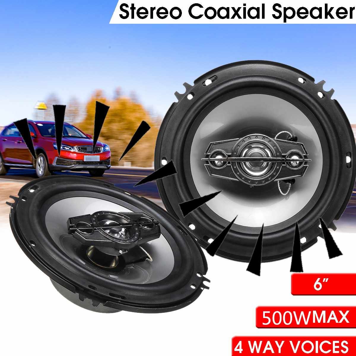 2 Stuks 6 ''500W Of 350W Car Audio Speaker 4 Weg Coaxiale Luidspreker Universal Voertuig Auto audio Muziek Stereo Hifi Luidsprekers