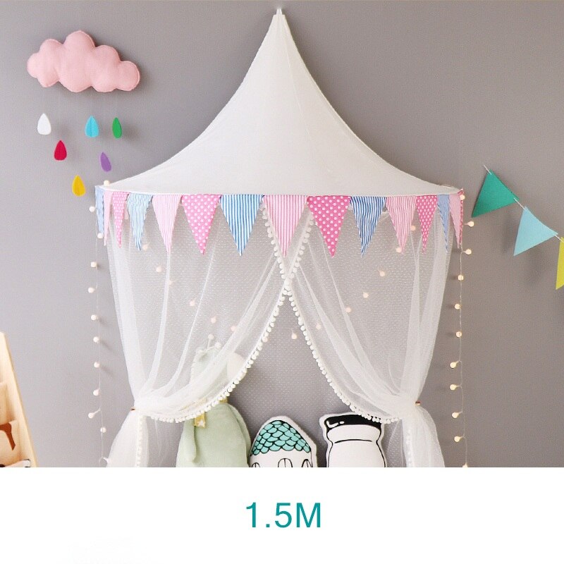 Baby Crib Netting Princess Dome Bed Canopy Childrens Bedding Round Lace Mosquito Net For Baby Sleeping 6 Colors: 1.5M Style 11