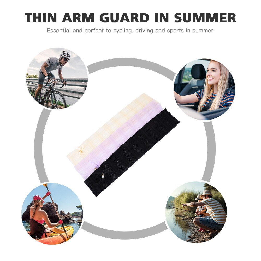 3 Pairs Summer Cooling Sleeves Sun Protection Sleeves UV Protection Arm Sleeves