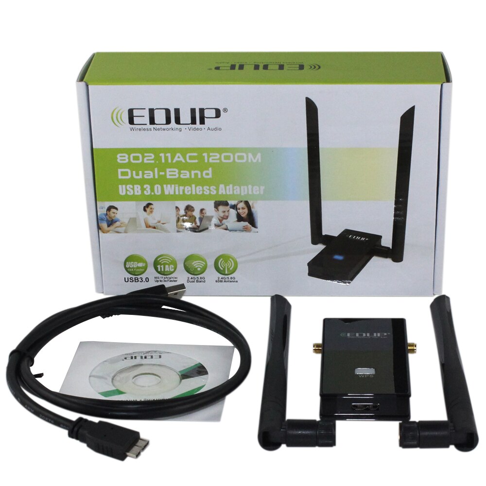 EDUP 1200M USB WiFi Adapter Dual Band 2.4G/5Ghz 802.11 AC USB 3.0 Wireless WiFi Network Card 2*6DBi Wi-Fi Receiver for PC Laptop