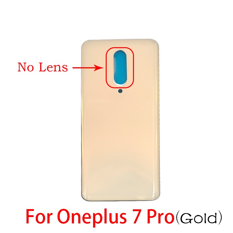 Back Battery Door Rear Housing Cover Case With Glass Camera Lens with Tape Replacement For Oneplus 7 Pro 7Pro: 7Pro Gold No Len