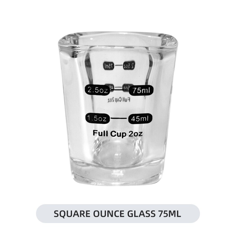 Tasse à mesurer expresso en verre de 45/60 ML, verre à Shot, liquide, once, avec échelle, fournitures d&#39;outils de cuisine: Square 75ml