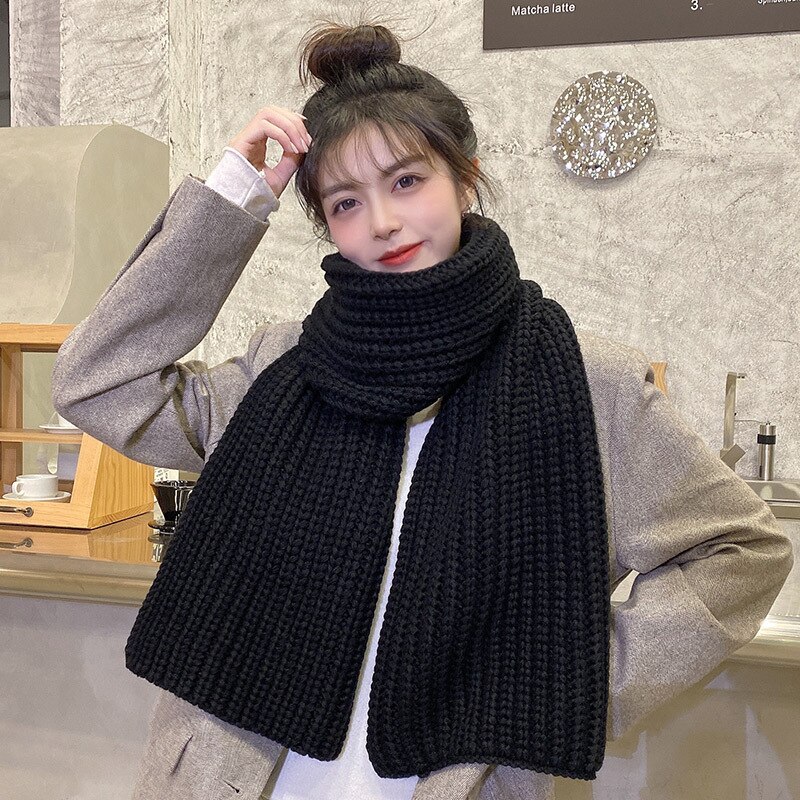 Luxe Winter Vrouw Sjaal Gebreide Wollen Rode Sjaals Leuke Warme Paar Sjaal Wraps Ontworpen Door Mode Trend Ontwerpers Acryl: black