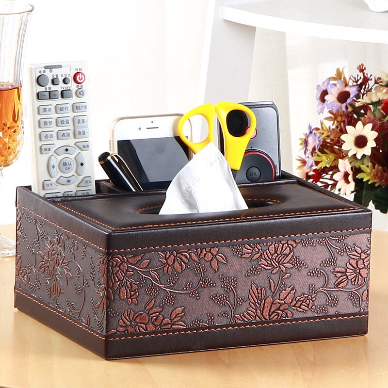 European multifunctional tissue box carton household cute storage box tissue box living room wood remote control: 7