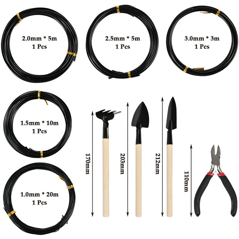 Ingemaakte Draad, 5 Verschillende Maten Van Bonsai Boom Training Draden Zwart