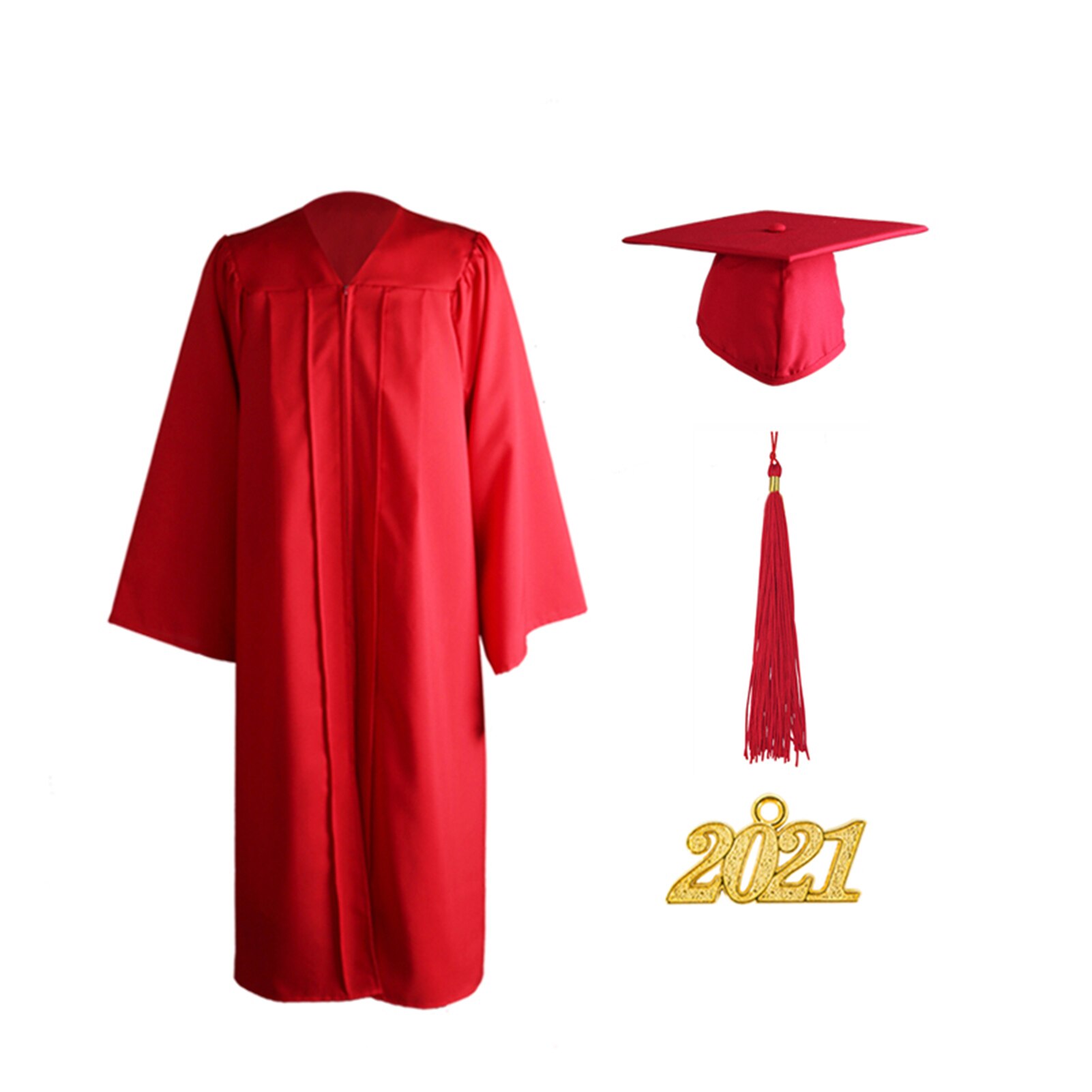 Unisex Adult Graduation Gown Choir Robes Cap Clothing Set For High School And Bachelor Graduate Collage Student Uniform: Red / XL