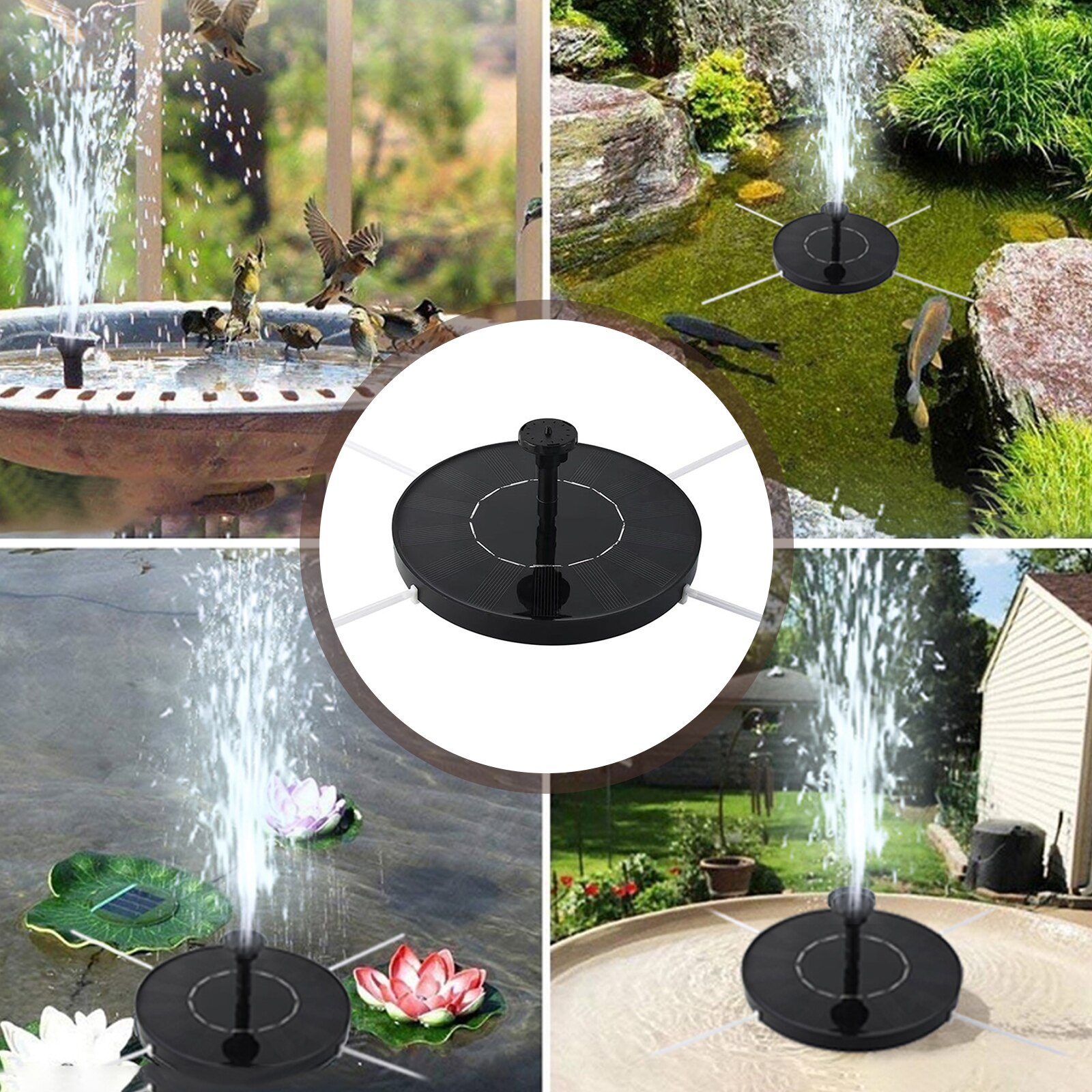 Floating Solar Fountain Waterfall Fountain Pool Pond Garden Bird Bath Solar Panel Powered Fountain Water Pump for Garden Decor