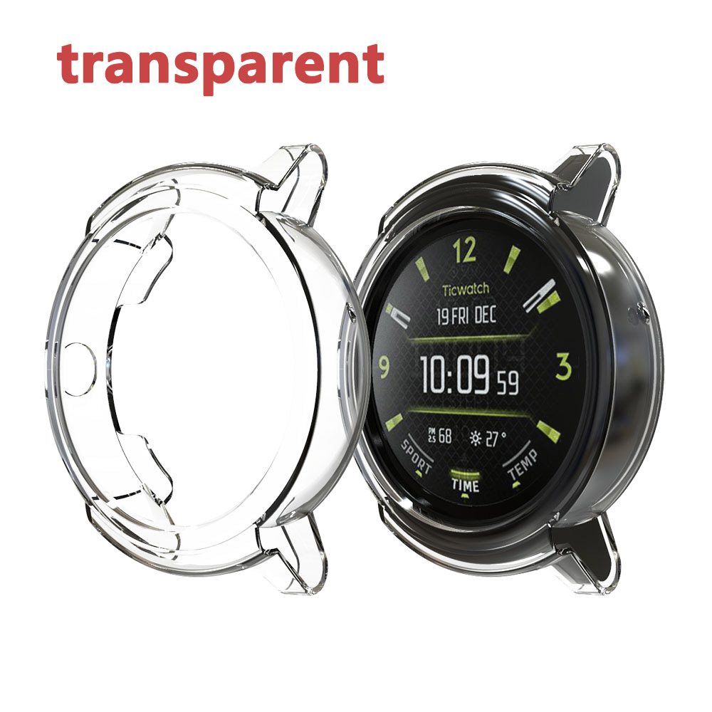 Tpu-beskyttelse silikone cover til ticwatch e smart ur bærbart anti-ridse tilbehør ultra-tyndt blødt: Gennemsigtig