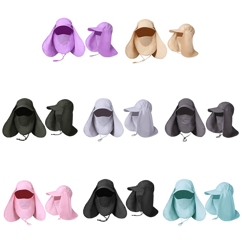 Wide Brim Hat Zip Tie Removable Mesh Face Mask Windproof Sun Protection Hiking Cycling Fishing Climbing Accessories