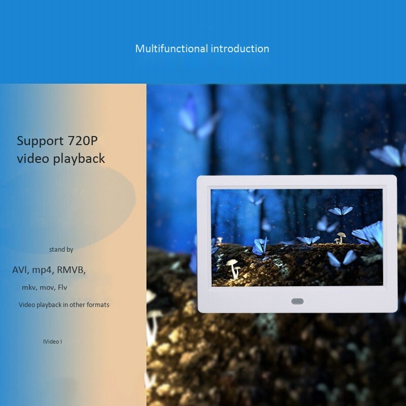 Marco de fotos Digital inteligente de 7 pulgadas, reproductor de vídeo de películas MP3/4 con altavoz, reproducción de música y Control remoto infrarrojo
