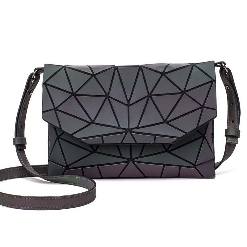 Matte skuldertasker kvinder aften fest taske geometri messenger taske clutch til piger afslappet kvindelig lysende håndtaske: Lysende