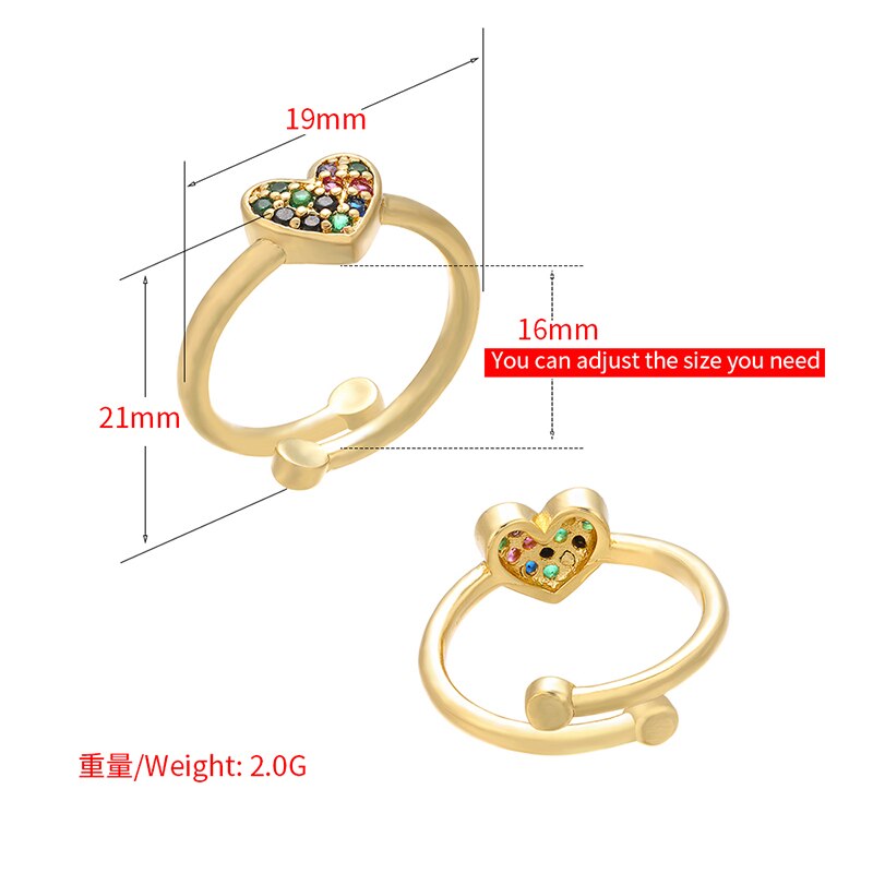 ZHUKOU 19x21mm Minimalistischen Herz und stern Messing Zirkonia Finger Ring gold Frauen, Verlobung, Hochzeit Band Ring modell: VJ6