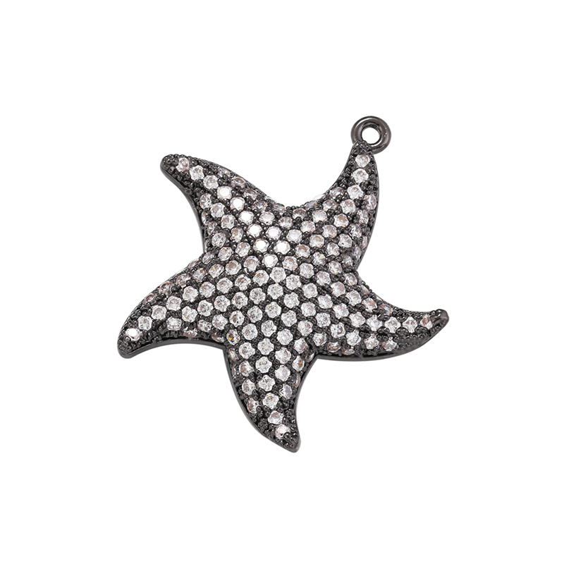 ZHUKOU-abalorios de estrella de mar para fabricación de joyas, colgantes de circonia cúbica para collares DIY, accesorios de joyería, VD1248: Color oro puro
