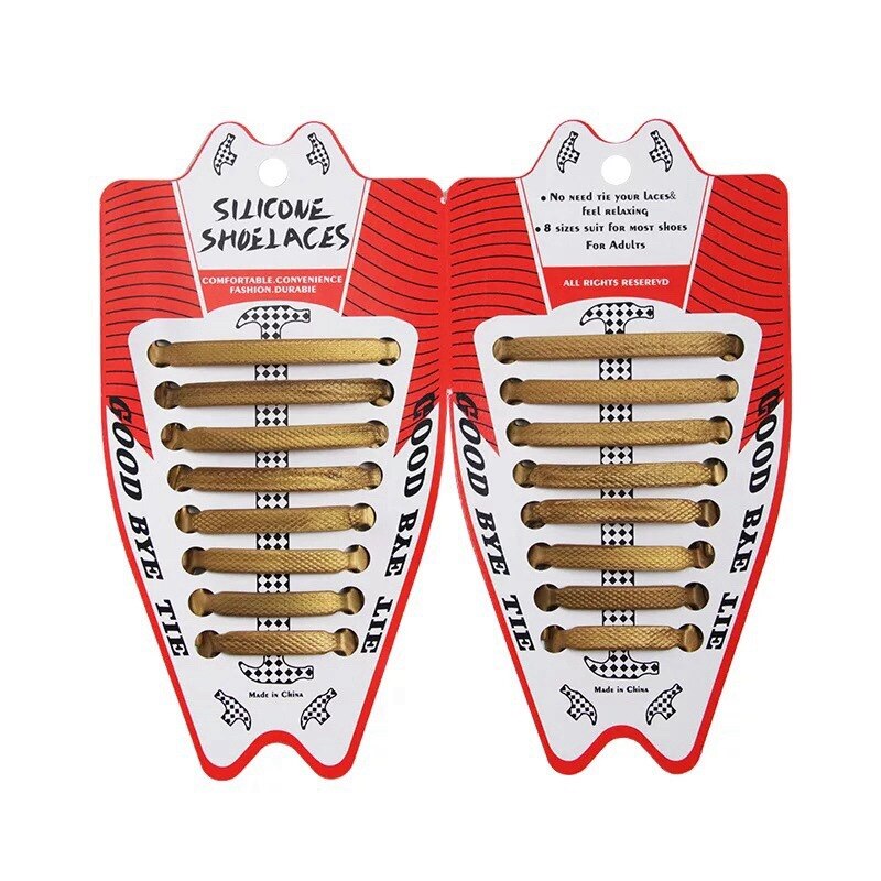 Lacets artificiel astiques en Silicone pour Chaussures, Spécial, Sans Bruit, pour Homme et Femme, L1, 16 Pièces/Lot: Or