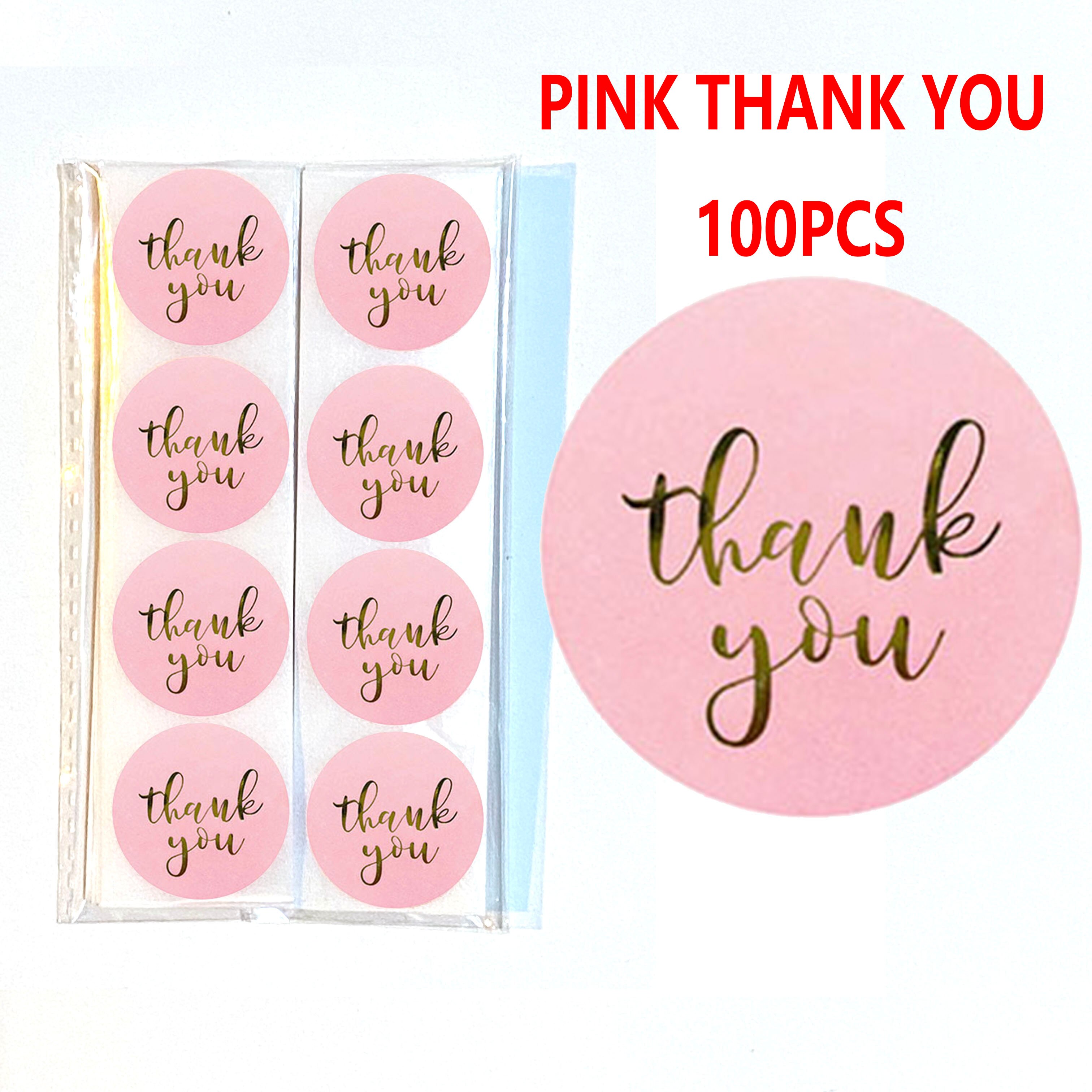 500pcs Thank You Label Sticker Scrapbooking Handmade With Love Envelope Packaging Thank You For Your Order Stickers Business: 100pcs pink ty
