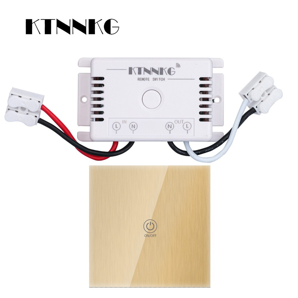 433Mhz 90-250V wall touch sensor switch, general standard lighting switch, crystal glass switching power supply, 1 way switch: kit5