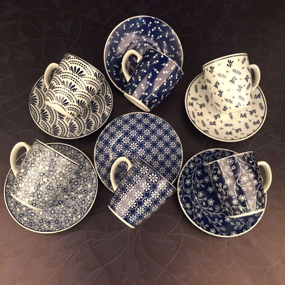 SET of 6 Turkish Coffee Porcelain Cups Traditional Ceramic Espresso Mugs Home Decor Demistasse Türk Kahvesi Fincan Seti: (EH2) 6 PCS Set