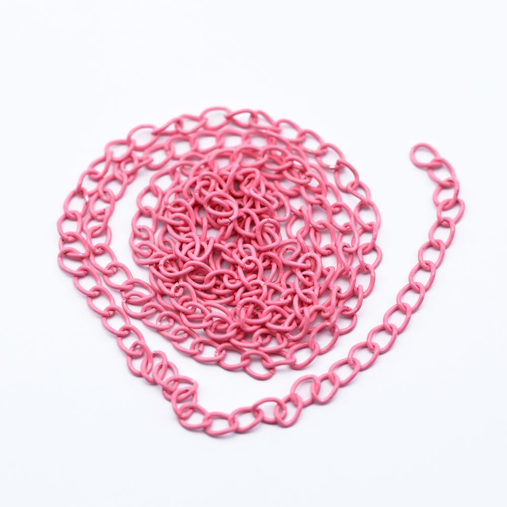 2 m/lot łańcuszki metalowe kolorowe łączenie łańcucha połączenie łańcucha rozszerzenie łańcucha dla DIY komponenty do wyrobu biżuterii styl boho: pink