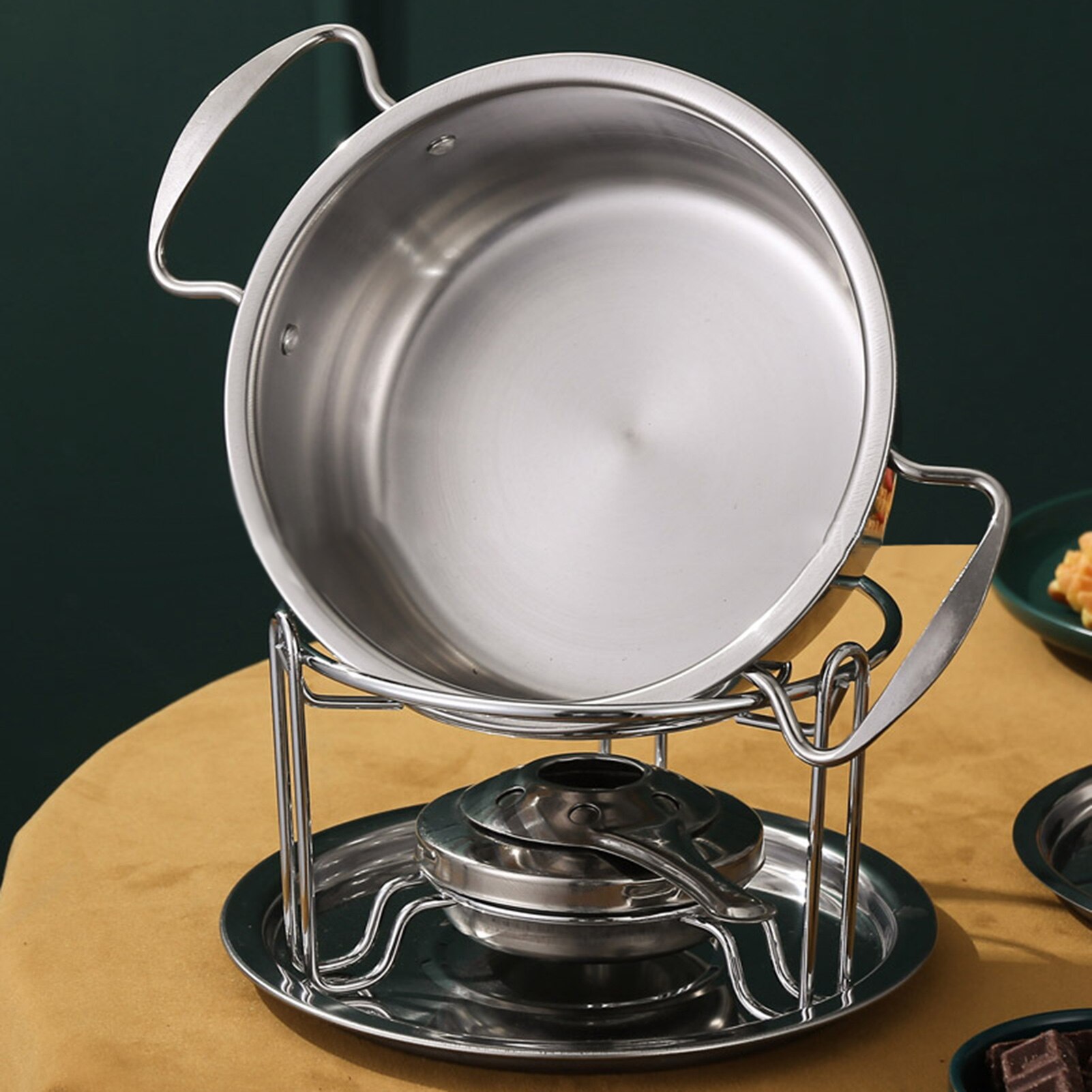10 st set smältugn i rostfritt stål glass smältgryta ostfondue kökstillbehör