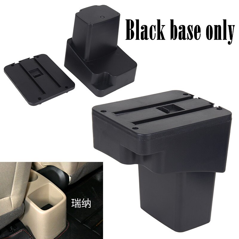 Armsteunbox draaibaar centraal opbergvak voor hyundai solaris/verna/grand avega middenconsole opbergvak met bekerhouder usb: Alleen zwarte basis