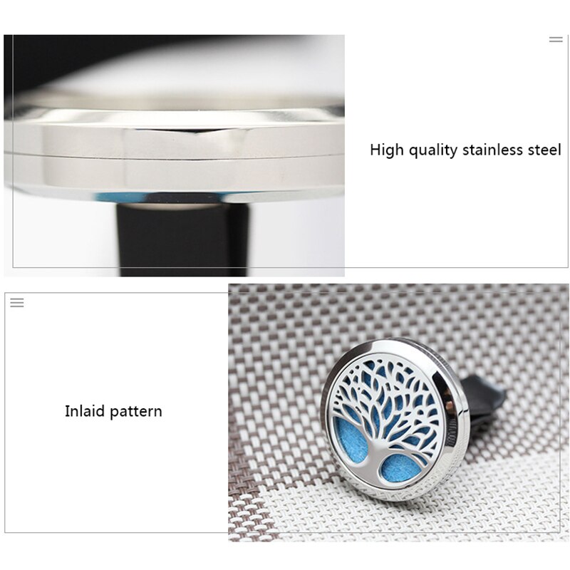 Car Aromatherapy Essential Oil Car Diffuser With 10 Replacement Felt Pads Stainless Steel Air Freshener Car Diffuser Vent Clip