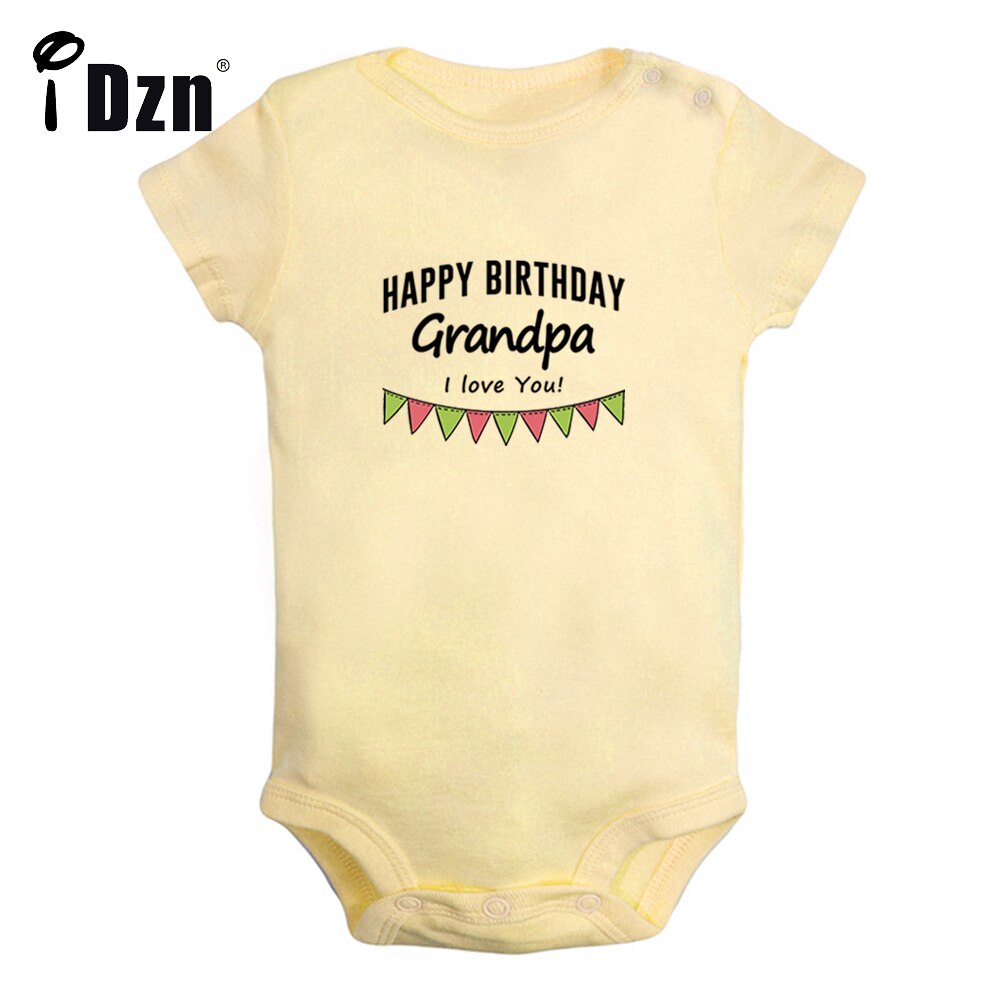Feliz aniversário vovô eu te amo bebê meninos diversão macacão bebê meninas bonito bodysuit infantil mangas curtas macacão roupas macias