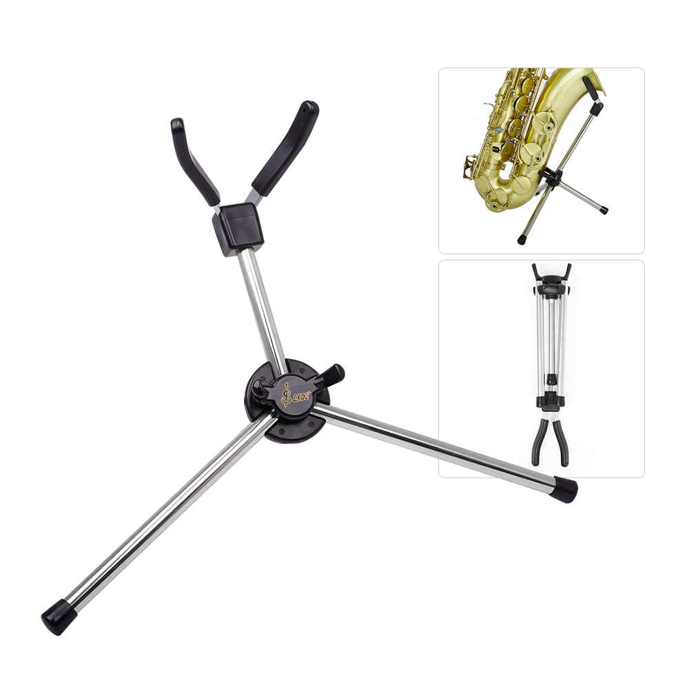 Foldable Alto Tenor Sax Saxophone Stand Support Adjustable Triple-cornered Base Bracket Musical Instrument Holder