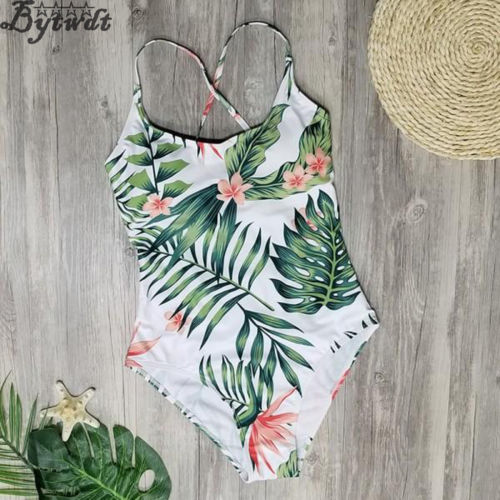 Moeder dochter bijpassende badmode een stuk badpak meisje dames palmbladeren strandkleding badpak monokini zwemkleding