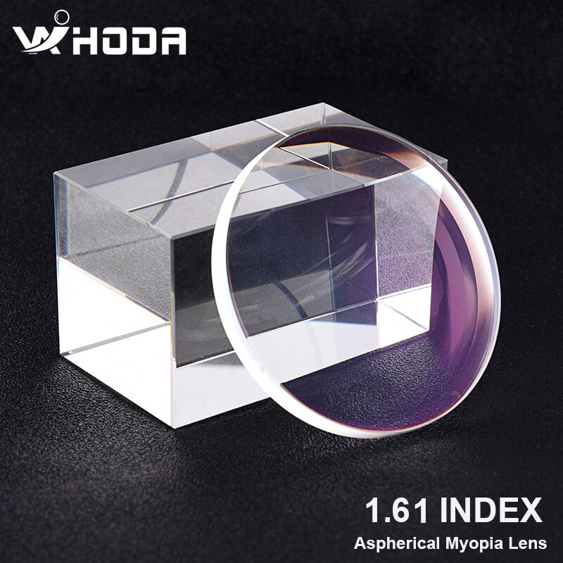 Gafas de CR-39 asférica para miopía, lentes de cristal graduadas de resina plana, óptica y película para miopía, 1,61