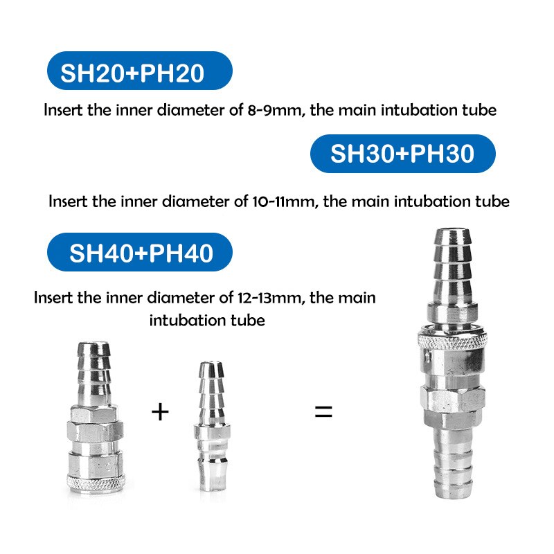 2PCS Iron Pneumatic Fitting Air Line Hose Compressor Connector Quick Release Coupler Air Line Fittings For 8mm Hose
