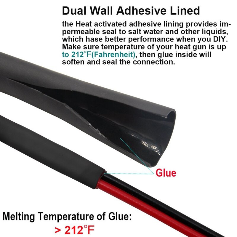 280 Pcs Car Amplifier Heat-Shrink Tubing 3:1 Dual Wall Adhesive Heat Shrink Tubing Kit Best Cable Sleeve Tube Assortment With St