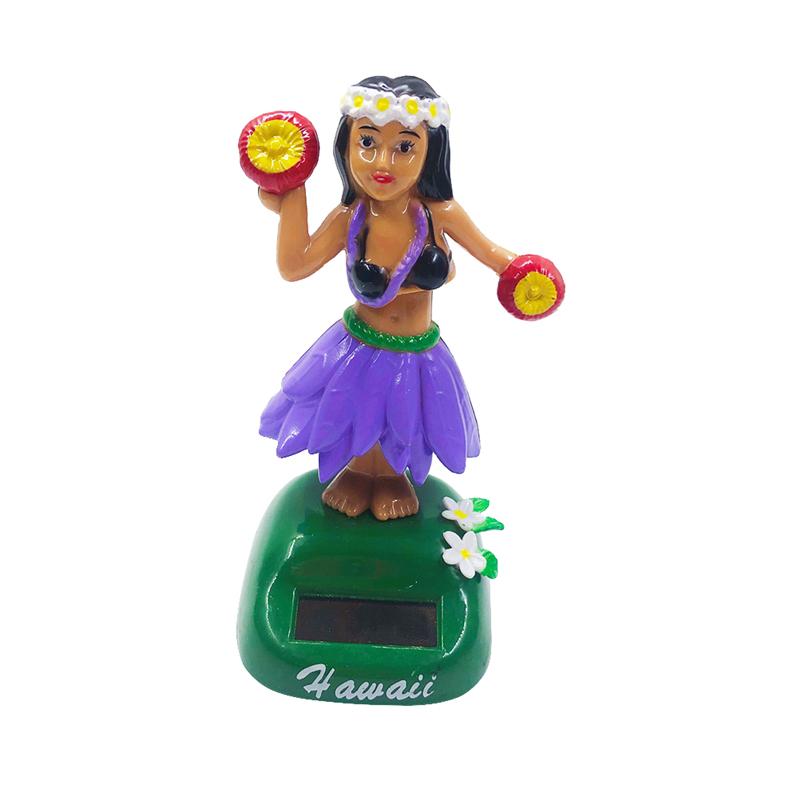 Hula Girl – poupée solaire hawaïenne pour filles, ornements de voiture créatifs, de dessin animé: F024-Purple Type B