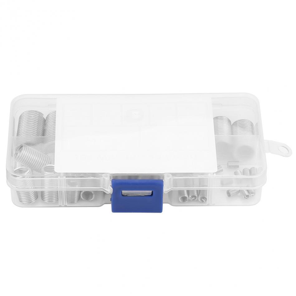 55Pcs M3-M12 Helicoil Thread Sleeve SS304 Stainless Steel Classification Sleeve Set Fastener Rivet Nut Repair Insert Kit