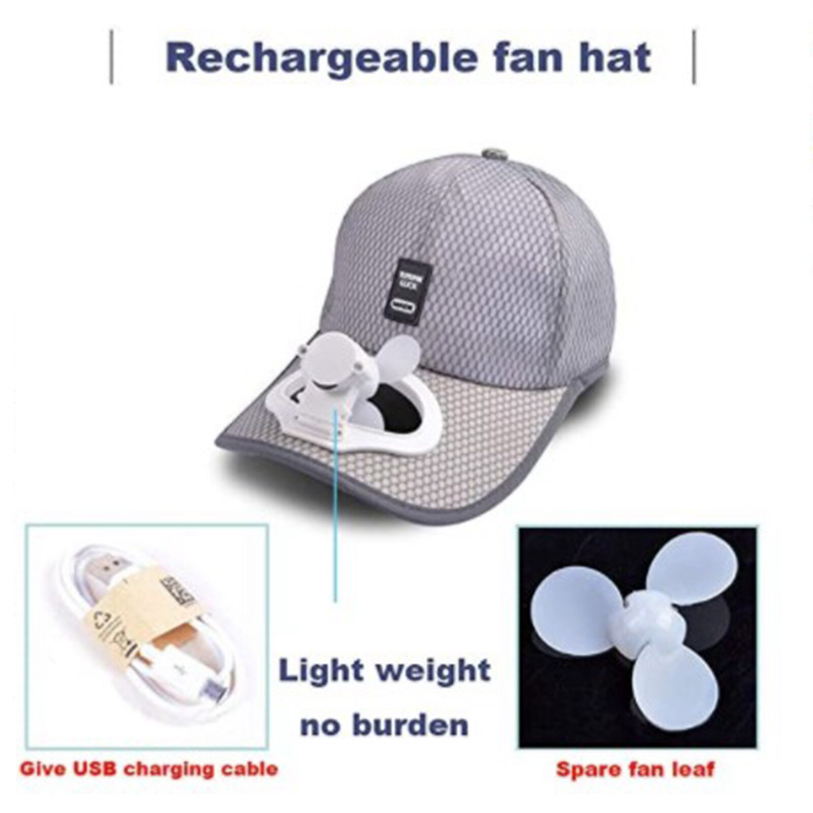 Cooling Fan Baseball Cap Adjustable Sun Visor Hat Outdoor Hiking Peaked Caps