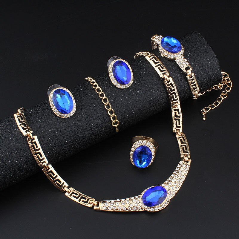 Jiayijiaduo braut schmuck setzt für frauen kristall damen Afrikanischen perlen partei halskette Gold-farbe ohrringe hochzeit kleid
