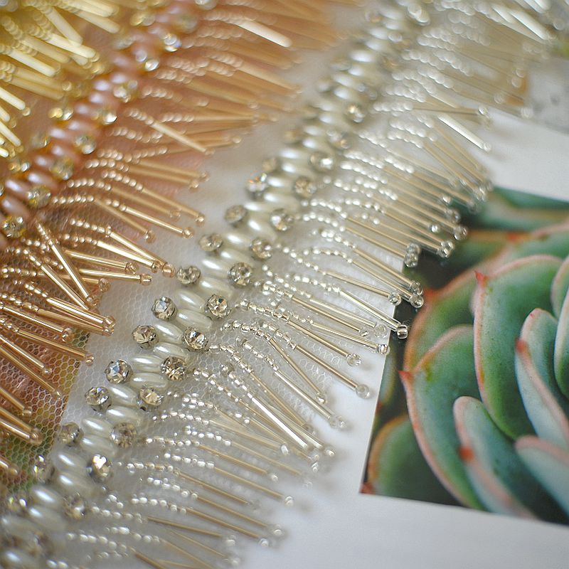Tube en gaze maille de luxe à franges 5cm | tube de perles avec dentelle, perles, accessoires de bandeau pour vêtements décoratifs faits à la main, bricolage