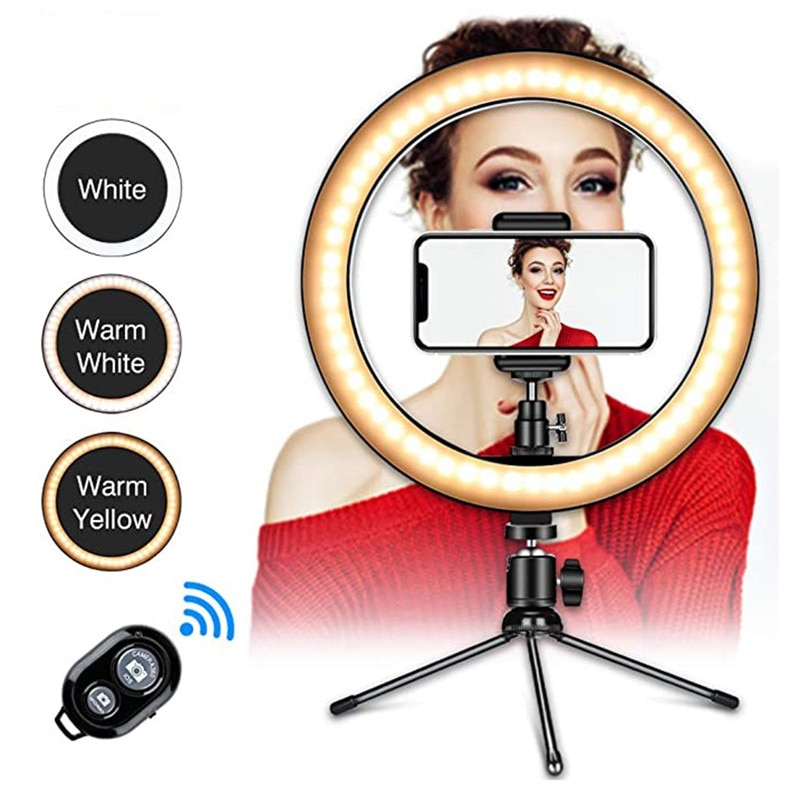 USB LED Selfie Ring Light Studio Photography Photo Ring Fill Light with Tripod for Smartphone Makeup
