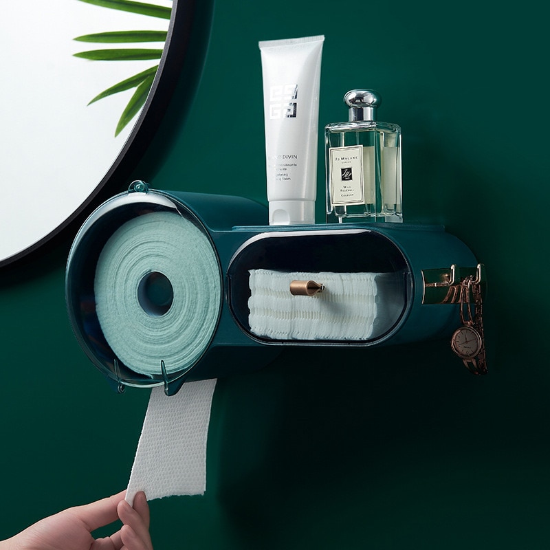 Portable Toilet Paper Holder Waterproof Bathroom Toilet Paper Holder Wall-mounted Tissue Box Organizer Bathroom Accessories