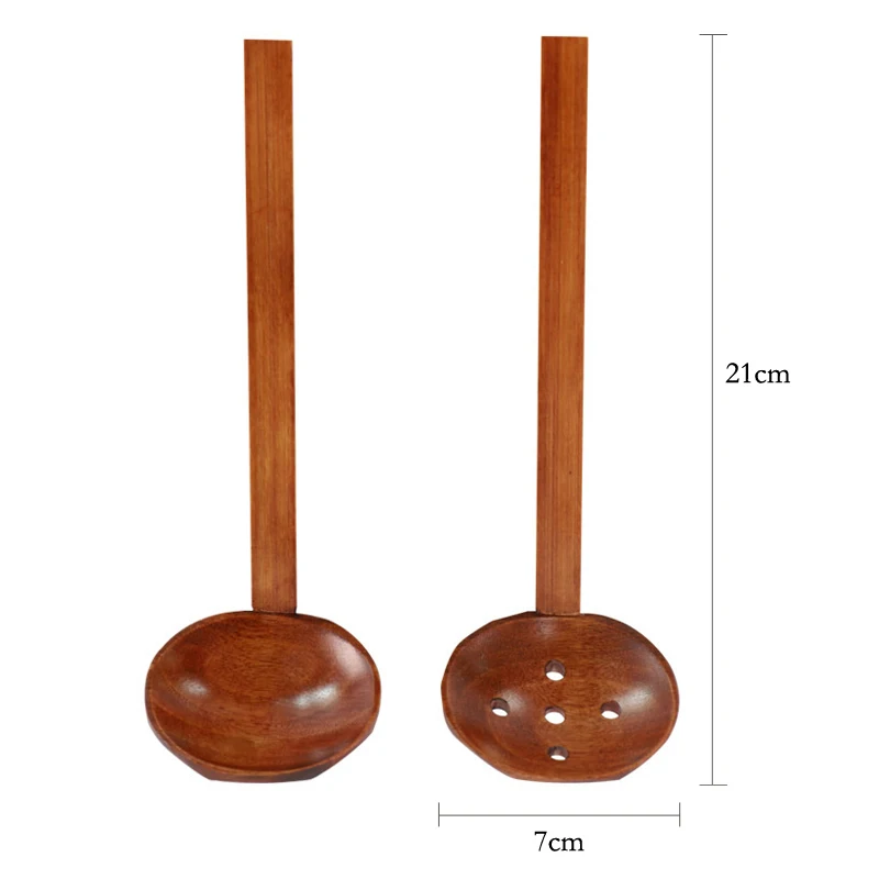 2szt. Drewniana łyżka robić zupy Chochla z długim uchwytem Drewniana łyżka kuchenna Duże sitko Łyżka robić zupy Ramen Chochla Japońska zastawa stołowa: czarny