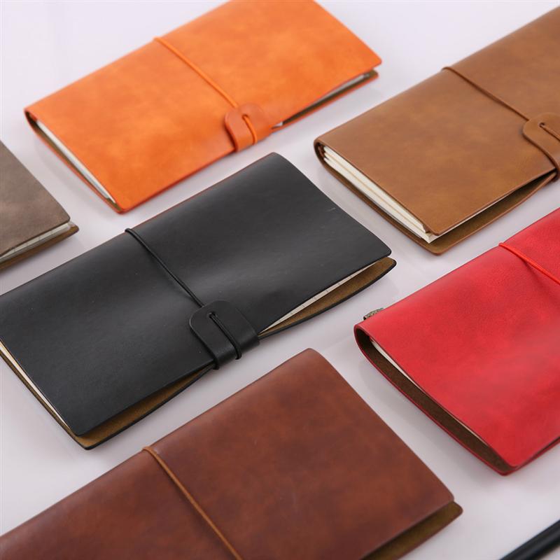 Leather Journal Writing Notebook A6 PU Leather Bound Daily Notepad for Men 76 Pages (Brown)
