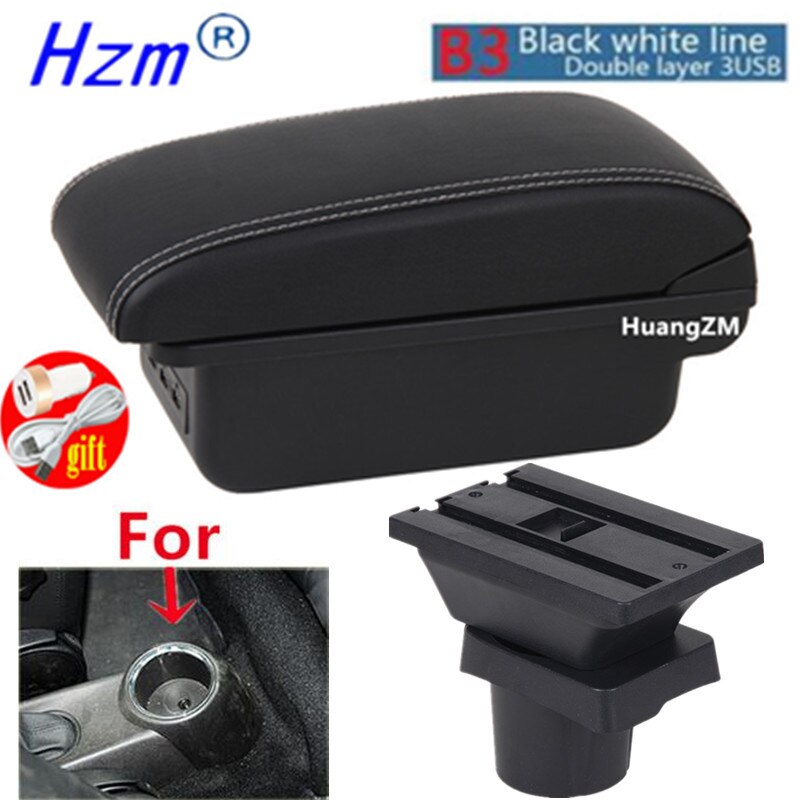 For MINI Cooper R50 R52 R53 R56 R57 R58 F55 F56 F57 Countryman R60 F60 Armrest box car accessories styling: B3  white line 3USB