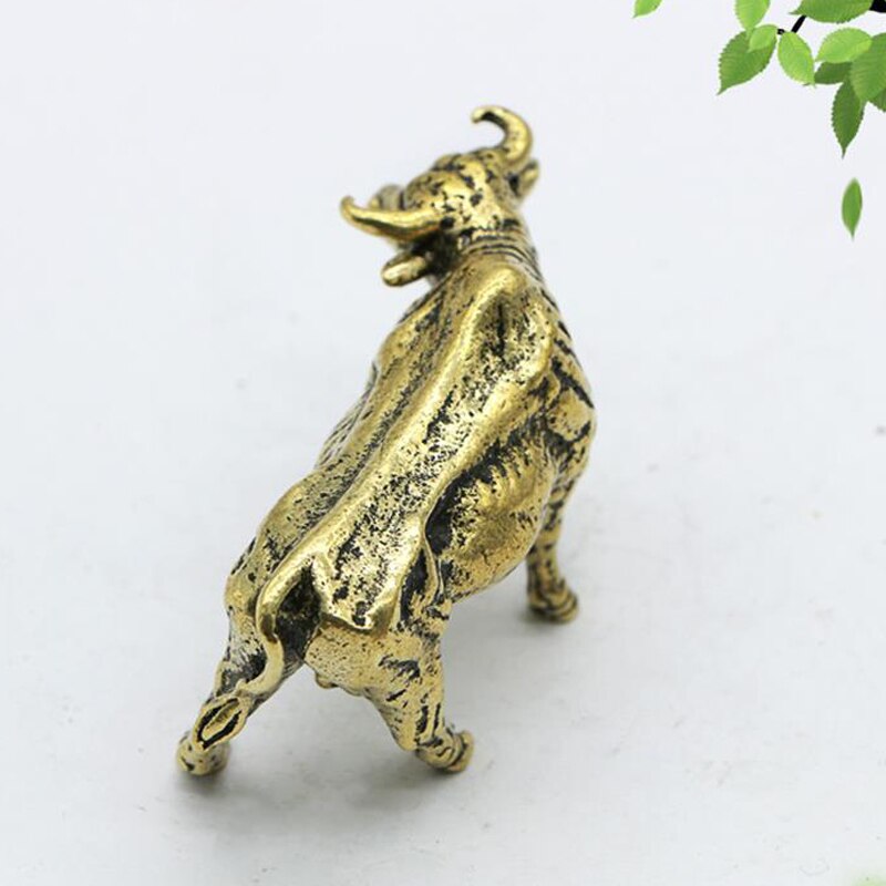 Figura de toro de la calle de pared de cobre Vintage, estatua de latón Retro de ganado, ornamento Feng Shui, decoración de escritorio, accesorios de decoración del hogar